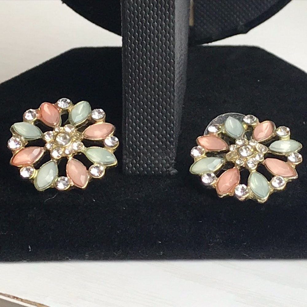 Blue and Pink Floral Earrings